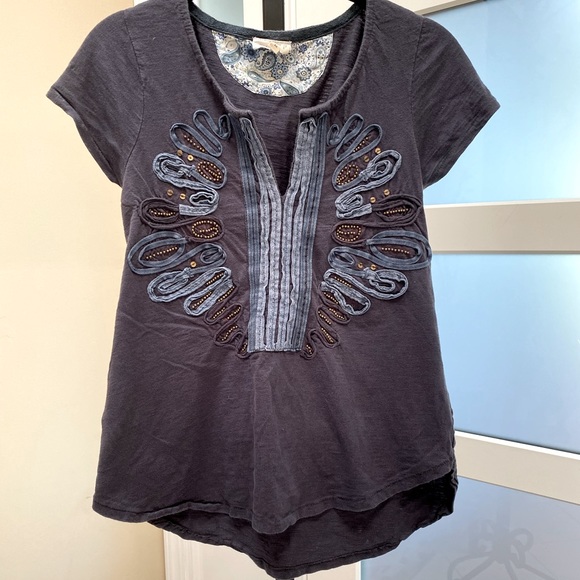 Blue Anthropologie Meadow Rue Embroidered Blouse Size XS - Picture 1 of 5